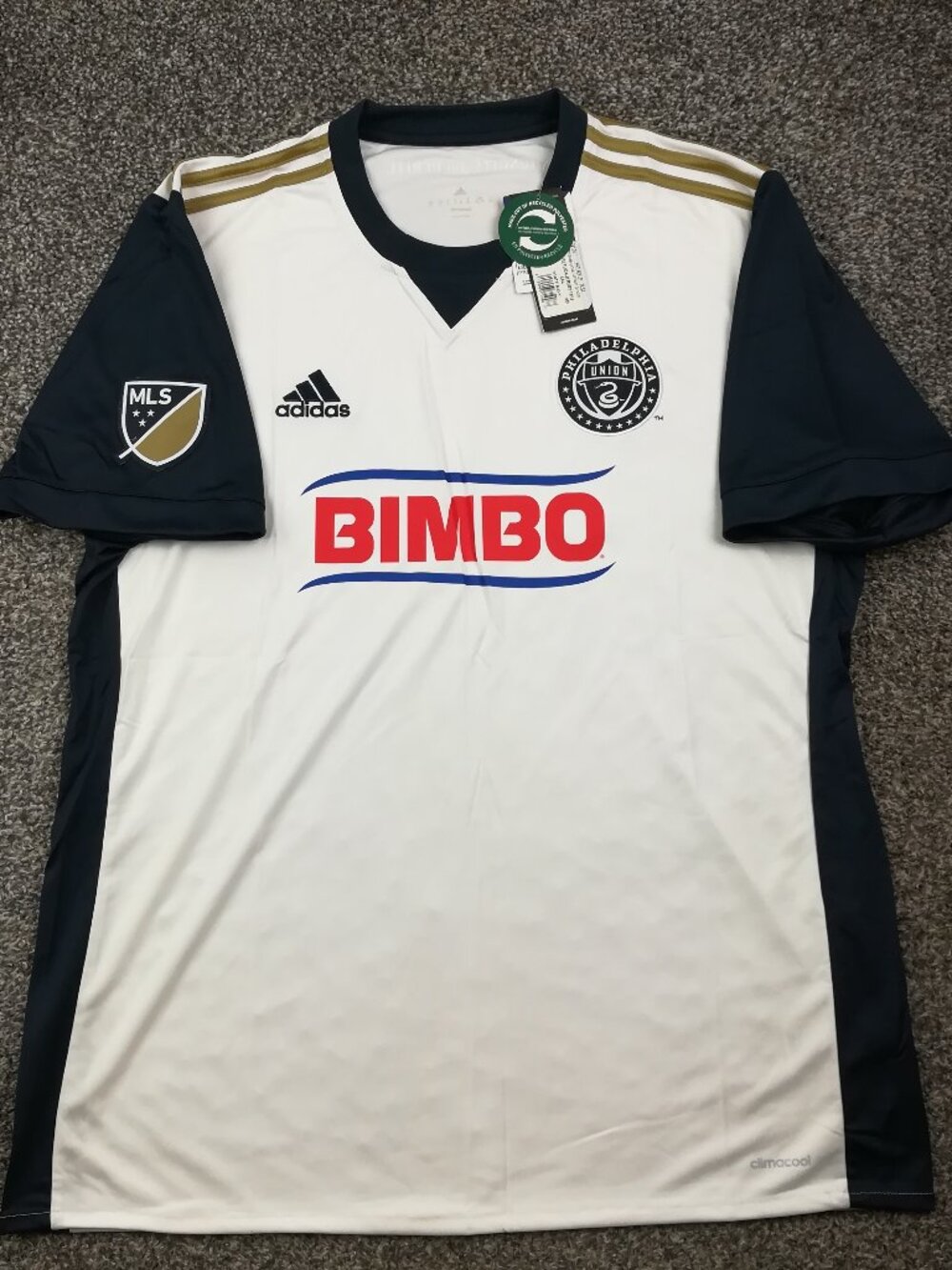 NWT 2017-2018 Philadelphia Union Jersey Adidas Away White Mens XL *Flaw
